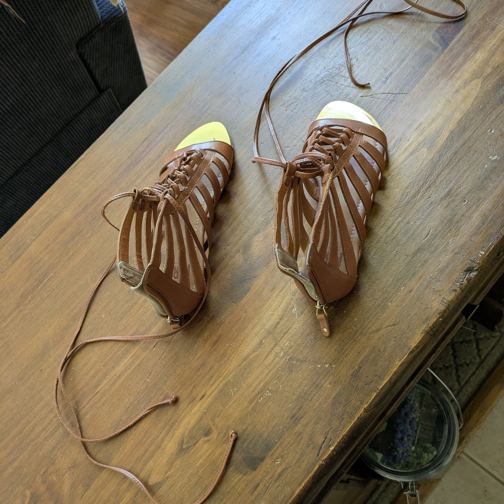 Brown Strappy Women's Sandals, Size 7